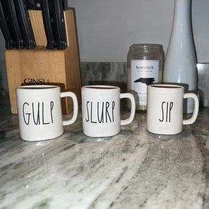 Rae Dunn Espresso Mugs (SIP, GULP, DRINK, SLURP) | Set of Four | Like New